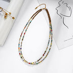 Plumiss Boho Handmade Natural Jasper Stone Beaded Crystal Mixed Strand Short Necklace for Women Girl - color: Crystal