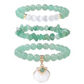 Vinswet Healing Crystal Beaded Bracelets for Women,Natural Amethyst Gemstones Bracelet,Anxiety Stress Relief Heart Charm Bracelet Handmade purple Jewelry Gifts for Women - color: Green aventurine&Moonstone