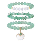 Vinswet Healing Crystal Beaded Bracelets for Women,Natural Amethyst Gemstones Bracelet,Anxiety Stress Relief Heart Charm Bracelet Handmade purple Jewelry Gifts for Women - color: Green aventurine&Moonstone