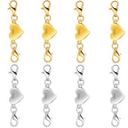 925 Silver Heart-Shaped Magnetic Necklace Clasps and Closures, Magnetic Clasp Converter for Jewelry Making Supplies,Chain Extender Connector for Necklace Bracelet (4gold + 4silver) - color: 4gold + 4silver