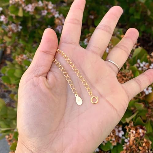 2pcs Adabele Real Yellow Gold Plated Sterling Silver Cable Chain Extender Clasp Strong Removable Adjustable 2 inch Raindrop Chain Extension for Necklace Bracelet Anklet Jewelry Making SS309-2 - color: Gold, size: 2 inch - 2pcs