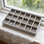 Velvet Jewelry Organizer Trays Gray Stackable Jewelry Storage Display Tray with Removable Dividers, 18 Grids - color: Gray
