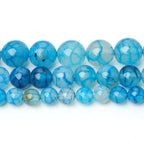 45pcs Smooth Natural Blue Agate Beads，8mm Dragon Vein Gemstone Round Loose Stone Beads for Jewelry Making DIY Bracelet Necklace Earrings - color: blue dragon vein, size: 8mm