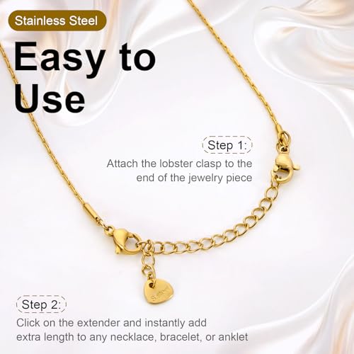 Crisjanggo 20 PCS Gold and Silver Necklace Extender Chain for Women Stainless Steel Curb Extension Bracelet Link for Delicate Jewelry 2 Inch - color: Triangle