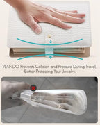 VLANDO Travel Jewelry Case,Jewelry Organizers and Storage Jewelry Book Ring Binder with Clear Zipper Velvet Jewelry Pouches Bags for Rings,Necklace,Earrings-White - color: 07.White-Crocodile