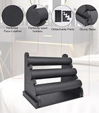 ChezMax Triple Tier Jewery Display Removable Bracelet Holder Jewelry Stand Necklace Stand Jewelry Towers and Watch Holder for Home Organization - color: A- Black PU Leather