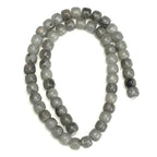 BEADIA Natural Spectrolite Flat Cut Round Drum Stone 8mmx7mm Loose Semi Gemstone Beads for Jewelry Making 38cm - color: Spectrolite