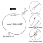UNICRAFTALE 10 Strand Stainless Steel Adjustable Slider Chain Bracelet Each Side 9"(230mm) Slider Extender Chains with Ball Ends for Jewelry Making - color: Steel Color