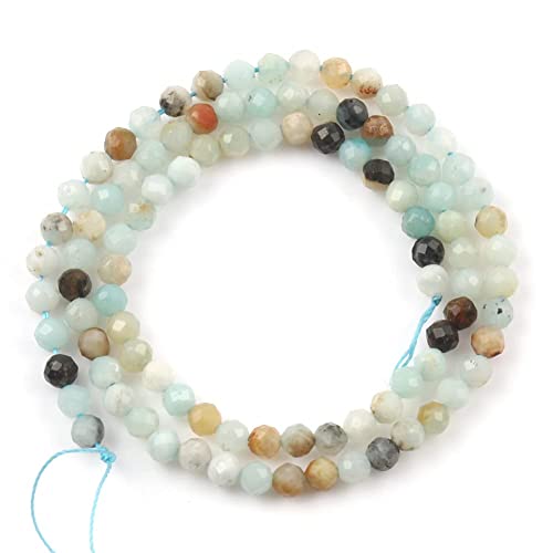 Song Xi 180pcs 2mm Natural Amazonite Gemstone Beads Faceted Round Loose Stone Beads for Jewelry Making - color: Amazonite, size: 1.9-2.4mm