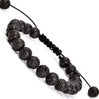 MASSIVE BEADS Natural Healing Power Gemstone Crystal Beads Unisex Adjustable Macrame Bracelets - color: Black Lave, size: 8mm