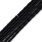5x12mm Natural Black Agate Stone Bamboo Shape Gem Healing Energy Loose Spacer Beads for DIY Necklace Bracelet Earring - color: Black Agate