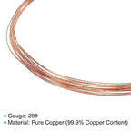 PATIKIL 16.4 Feet Solid Bare Copper Wire, 28 Gauge 99.9% Pure Copper Wire 0.35mm Soft Beading Wire Metal Plant Stem Ties for Jewelry Craft (5m) - size: 0.35mmx5m