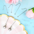 50pcs Stainless Steel Earring Hooks Hypoallergenic Ear Wire Hooks with Hanging Loop Earring Parts and 50pcs Clear Earring Backs for DIY Jewelry Making Supplies, 2 Sizes - color: Silver