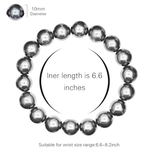 Handmade 8mm Beaded Bracelets For Men Protection Bracelet For Women Chakra Feng Shui Stretchy Handmade Lucky Money Stretchy Crystal Bracelets Best Gifts - color: Hematite 1PCS