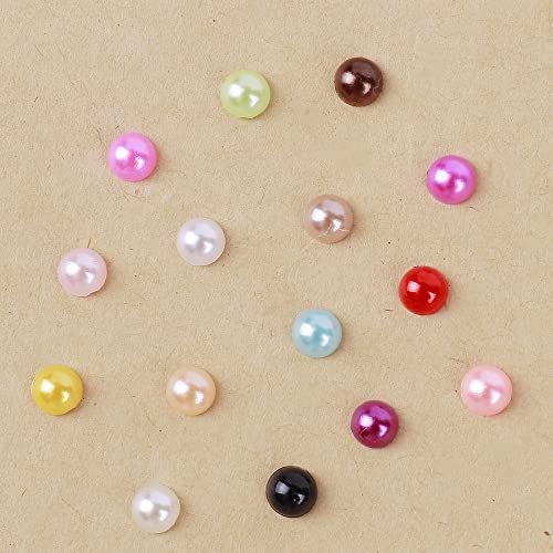 9000pcs 4mm Half Round Pearl Beads Mixed 15 Colors Cabochon Flatback Gem DIY Scrapbooking Shoes Phone Nail Art Making Crafts Material - size: 4mm 9000pcs