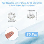 Beebeecraft 1 Box 80Pcs Flower Spacer Beads 925 Sterling Silver Plated 304 Stainless Steel 4mm Daisy Spacer Beads for Bracelet Necklace Earring Jewelry Making - color: Silver, size: 4mm