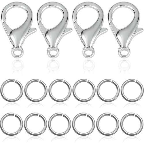450Pcs No Tarnish Stainless Steel Lobster Claw Clasps & Jump Rings for Jewelry Making, Necklace Bracelet Findings & Supplies