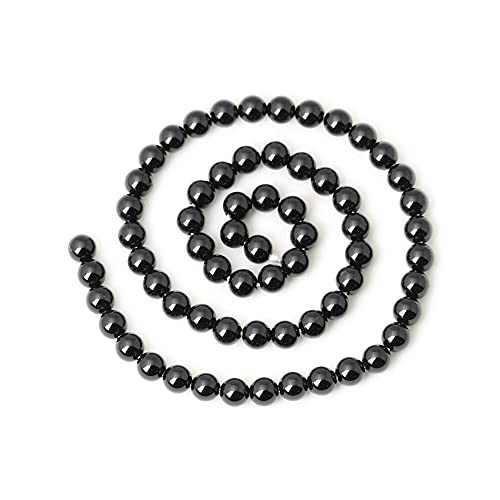 60PCS 6mm Black Smooth Polish Onyx Agate Gemstone Round Loose Beads for Jewelry Making 1 Strand 15" - color: Black Onyx, size: 6mm 60pcs