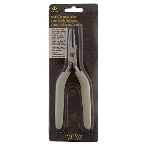 The Beadsmith Concave (Hollow)/Round Nose Pliers, 6.25 inches (159mm), Steel Jaws with Double-Leaf Springs - style: Concave/Round Nose