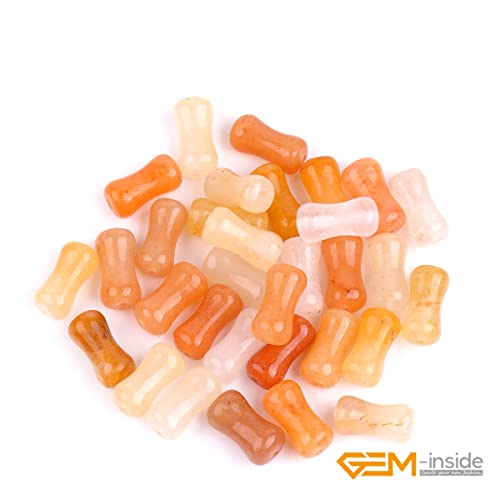 GEM-Inside 30Pcs 8x12mm Natural Yellow Aventurine Jade Plant Bamboo Knot Bone Charms Beads for Jewelry Making Power Energy Chakra Stone Beads - color: Yellow Aventurine Jade