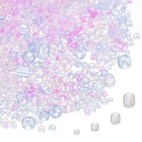 MECCANIXITY 15/0 11/0 8/0 6/0 Glass Seed Beads 1.5mm/2mm/3mm/4mm Loose Seed Beads for Jewelry Earring Bracelet Craft Making, 5888PCS, Purple Series - color: Purple Series