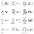SUNNYCLUE 1 Box 240Pcs 12 Styles Flower Spacer Beads Caps Silver Bead Caps Mixed Tibetan Beads Jewelry Findings for DIY Earring Bracelet Necklace Keyring Making - color: 240pcs Silver