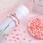 1 Box 500Pcs Candy Color Acrylic Beads Round Frosted Bead Bulk 8mm Plastic Balls Pastel Matte Mix Gumball Loose Spacer Beads for Jewelry Making Bracelets Necklaces Earrings Keychain Adult - color: Pink