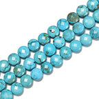 JM Design Blue Turquoise Faceted Coin Beads Size 8mm 15.5'' Strand for Jewelry Making - size: 8mm