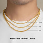 2.5mm/3mm/4mm Silver/Gold Stainless Steel Wheat Chain Necklace Jewelry for Men Women - size: 26 Inches, style: 2.5mm-Gold