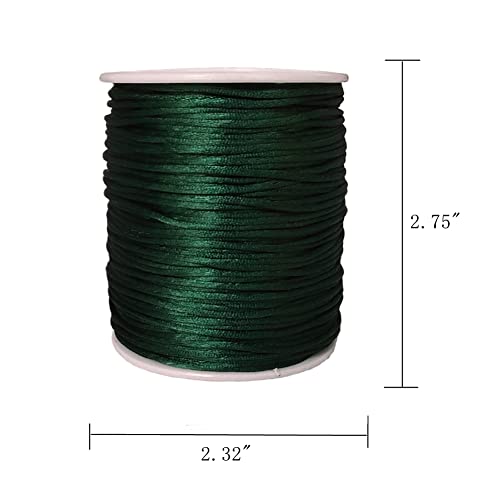 1.5mm Nylon Satin Cord Thread Beading String for Macrame Bracelets Chinese Knotting,Necklaces,Jewelry Making 109 Yards (Dark Green) - color: Dark Green, size: 1.5mm