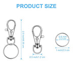104PCS Swivel Snap Hooks with Key Rings, Metal Lobster Claw Clasp, Keychain Rings for Crafts(Silver, 1.37inch(36mm) - color: silver, size: 36mm