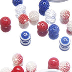 Exway 48 Pcs 20mm Beads for Pens, Rhinestone Bubblegum Beads, Red Blue Crystal Acrylic, Round Chunky, Sparkly Large Balls, DIY Jewelry Making Supplies - color: Blue