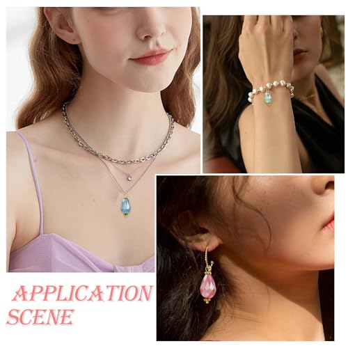 Ipotkitt 100 Pcs Colorful Glass Water Drop Charms Faceted Crystal Teardrop Bead Charms Drop Shaped Dangle Charms for DIY Earrings Necklace Jewelry Making - color: 100pcs-Big Drop Charms-20~21mm