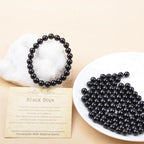 Natural Healing Gemstone Bracelet Handmade Yoga Stretch Elastic Bracelet Stress Relief Crystal Jewelry for Men and Women - color: Black Onyx (Positive Energy), size: 8mm