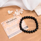 MASSIVE BEADS Handmade Yoga Stretch Elastic Bracelet Natural Stone Crystal Healing Power Energy Gifts for Unisex Adult 4mm 6mm 8mm 10mm - color: Black Obsidian(Pleasure), size: 4mm