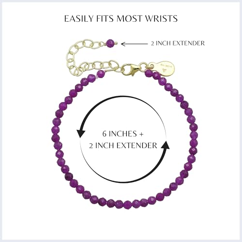 Faceted Bracelet for Women, Certified 925 Sterling Silver with 18K Gold Vermeil Healing Crystal Bracelets for Women - Crystals and Healing Stone Bracelet Women Jewelry for Gift - color: Ruby