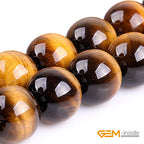 GEM-Inside Natural 18mm Large Tiger Eye Gemstone Loose Beads Round Crystal Energy Stone Power for Jewelry Making 15'' - color: Yellow Tiger Eye, size: 18mm