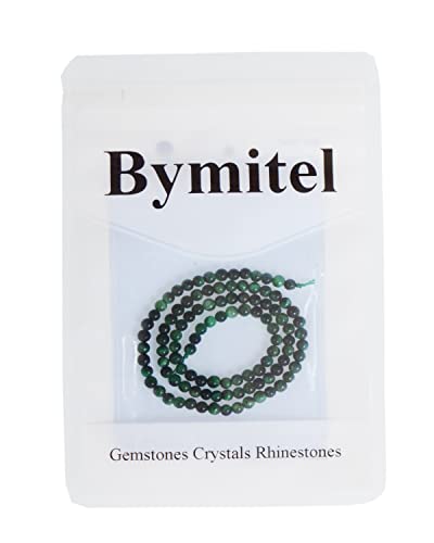 Bymitel 90 pcs Round Loose Stone Beads Gemstone Spacers for Charm DIY Jewelry Making 15.5" per Strand 4mm (Green Tiger's Eye, 4mm) - color: Green Tiger's Eye, size: 4mm