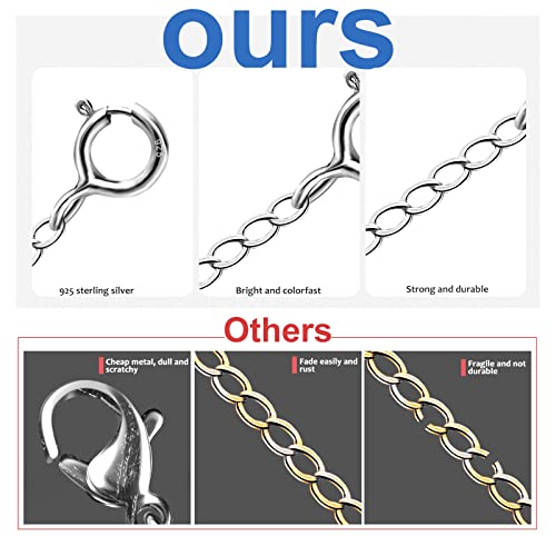 Necklace Extender, 4Pcs 925 Sterling Silver Necklace Extenders Chain Bracelet Anklet Extension for Women Multiple Necklaces Jewelry (1”, 2”, 3”, 4”) - color: Silvery