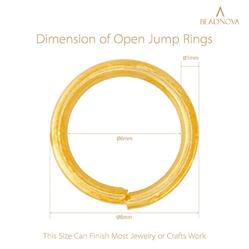 BEADNOVA 8mm Open Jump Rings Gold Jump Rings for Jewelry Making and Keychains (300Pcs) - color: 300pcs, size: 8mm