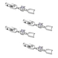 Silver Necklace Bracelet Extender for Women, 4pcs Cubic Zirconia Foldover Extension Jewelry Clasps for Jewelry Making - color: White Gold - CZ