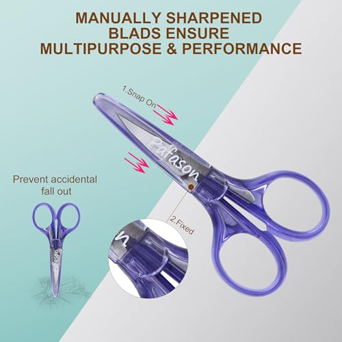 PAFASON Small Travel Embroidery Scissors Set Curved Straight Tip All Purpose for Quilting Sewing Knitting Crafting Cross Stitch Crochet Thread Yarn Paper Fabric Detail Multipurpose Cutting Safety Case - style: Contemporary