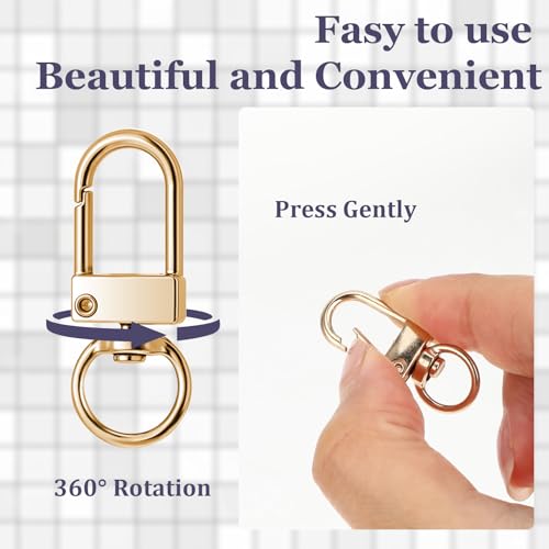JJUNW 30 Pcs Metal Lobster Claw Clasp, Swivel Snap Key Chain Clip Hooks, Keychain Hooks for Keychain Making DIY Crafts Lanyard Making Pet Collar(Gold) - color: Gold