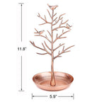 Jewelry Tree Necklace Earring Holder Modern Cute Bird Jewelry Stand for Women Girls Teen Bronze - color: Bronze