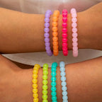 Colorful Stackable Resin Beaded Bracelets Set for Women Dainty Neon Clear Acrylic Beads Stretchable Bracelet Pack Trendy Transparent Round Balls Jewelry - color: Colorful1