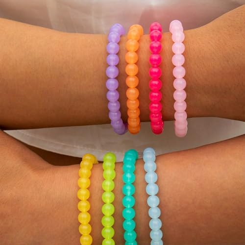 Colorful Stackable Resin Beaded Bracelets Set for Women Dainty Neon Clear Acrylic Beads Stretchable Bracelet Pack Trendy Transparent Round Balls Jewelry - color: Colorful1
