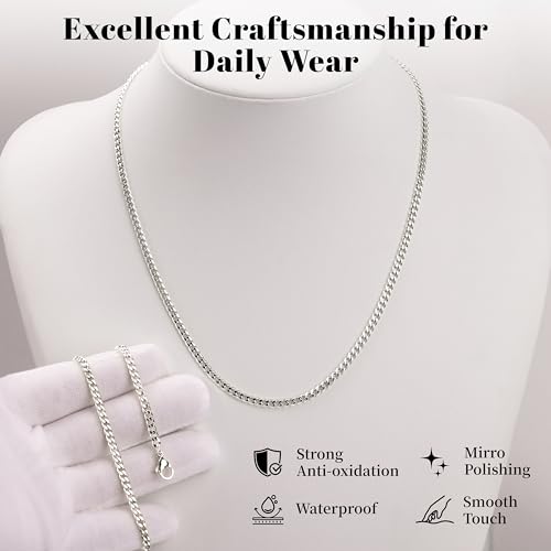 WomenGifts Cuban Link Chain Necklace for Women, Waterproof 14k Gold Silver Plated Chain Choker, Non Tarnish Stainless Steel Jewelry, 3.5/5/6/8/11mm,14/16/18 Inch Thin&Chunky&Thick - color: Silver, style: 3.5MM-18"