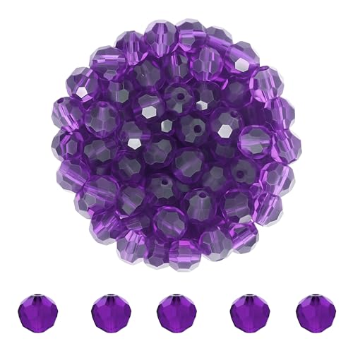 Mandala Crafts 8mm Amethyst Round Crystal Glass Beads, 250 Faceted Beads for Adult Jewelry Design, Fashion Accessories, and Decorative Applications - color: Amethyst, size: 8mm Round