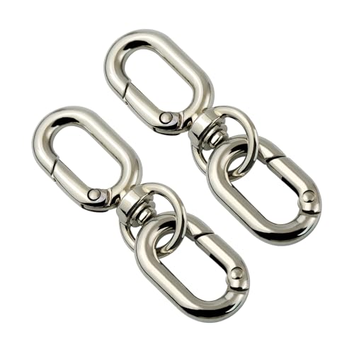 2 PCS Swivel Lobster Claw Clasp, Metal Snap Hooks, Double Opening Key Chain Clip for Bag Car Keychain Making Purse Straps - color: Silver