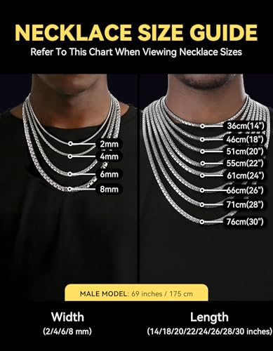 ChainsHouse Flat Box Chain Necklace Men, 2/4/6/8mm Round Link Chain Necklaces, Stainless Steel/Black/14K Gold Plated Mens Jewelry, 14"-30" Length, Come Gift Box - color: A-4mm-stainless, size: 28 Inches